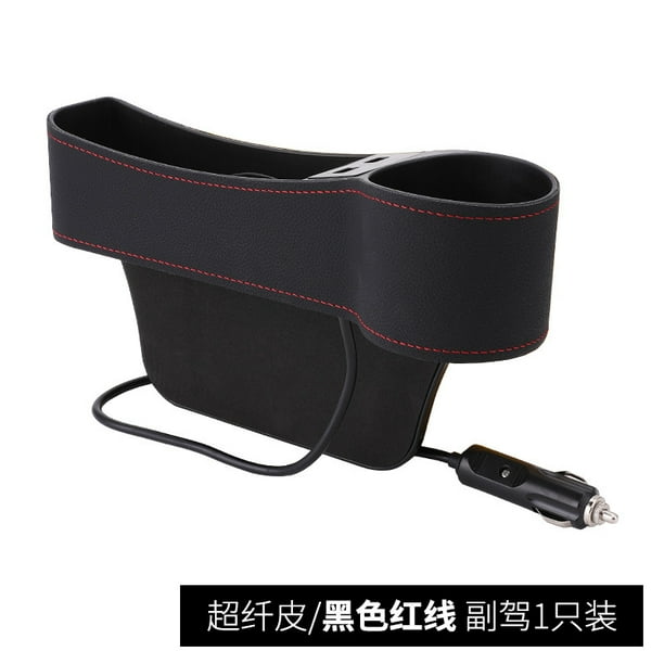 Pair Car Seat Gap Storage Box Organizer Cup Drink Holder 2 Dual USB Ports Black Pair Car Seat Gap Storage Box Organizer Cup Drink Holder 2 Dual USB Ports Black